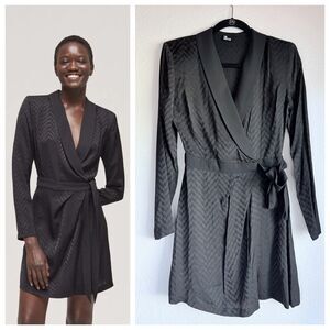 NEW The Kooples Blazer Style Collar Long Sleeve Wrap Dress in Black Size 1 Small